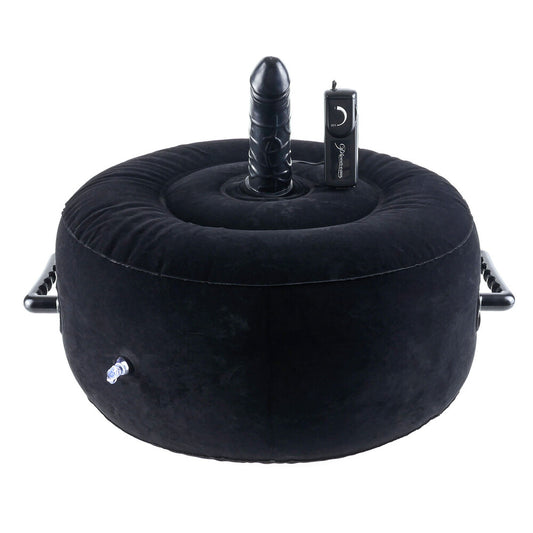 Fetish Fantasy Series inflatable hot seat, black PVC, a kinky addition for pleasure.