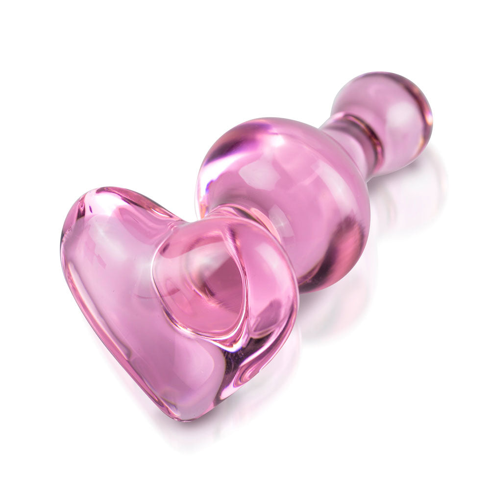 pipe dream icicles no.75 pink heart glass butt plug, a jewelled anal pleasure toy