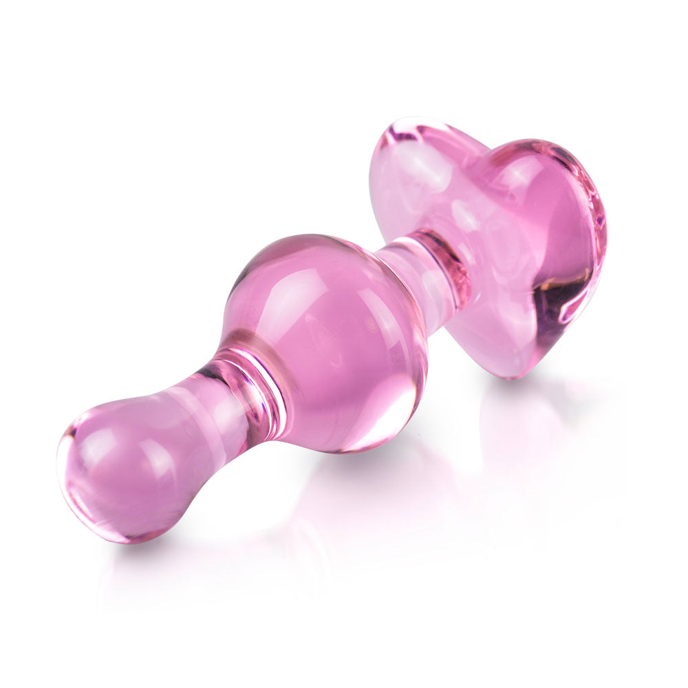 Pink heart-shaped glass butt plug with a faceted jewel from pipedream, icicles no.75 range.