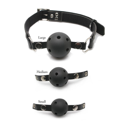 PipeDream fetish fantasy series ball gag training system, black and silver for role play.