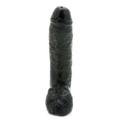 PipeDream Basix ten inch fat boy dildo in black, a realistic textured pleasure toy.