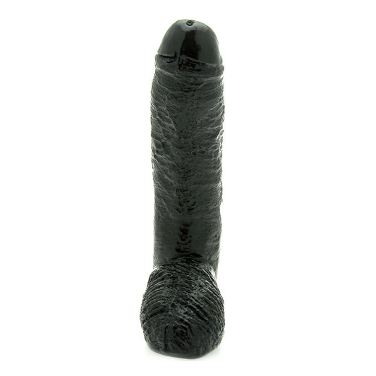 PipeDream Basix ten inch fat boy dildo in black, a realistic textured pleasure toy.