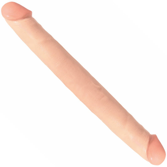 A flesh-toned, 12-inch double dong from pipedream, a realistic pleasure toy for adults.