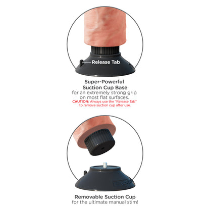 Realistic, vibrating king cock adult toy with visible testicles, nine inches, for pleasure.