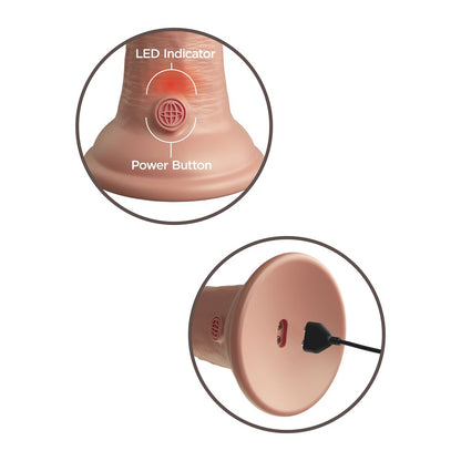 Flesh pink, dual density, vibrating penis dildo from pipedream, approximately six inches long.