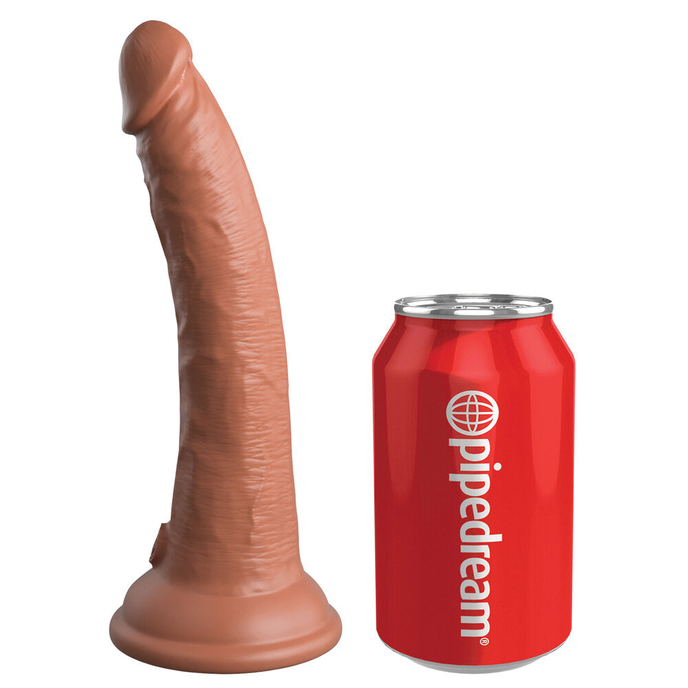 Comfy silicone body dock kit with strap-on dildo, seven inches, realistic texture and finish.