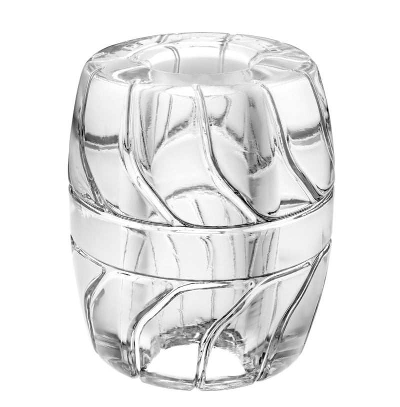 Perfect Fit 2 inch ball stretcher made of polished metal, used in male bondage