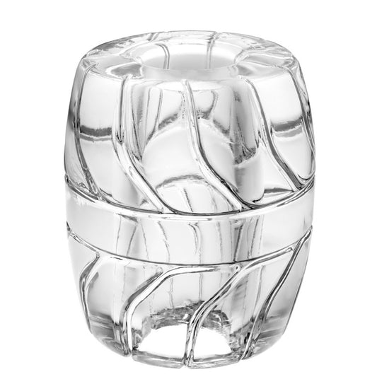 Perfect Fit 2 inch ball stretcher made of polished metal, used in male bondage