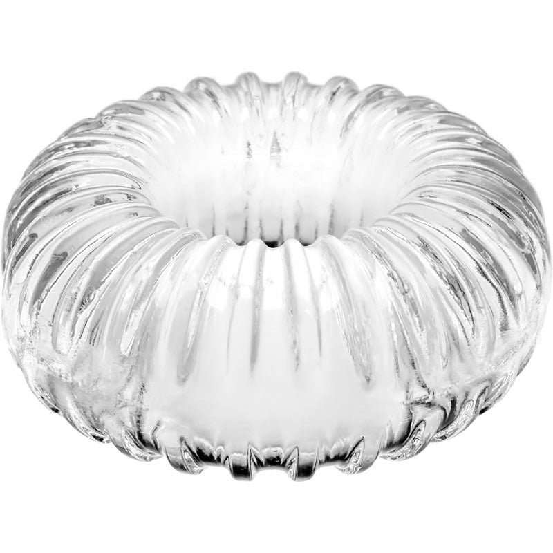 clear ribbed ring for lovers from perfect fit, close up to show detail