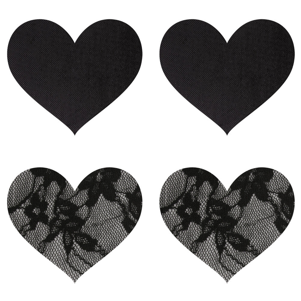 Peekaboo Pasties heart-shaped nipple covers in satin and lace, a cheeky boudoir accessory.