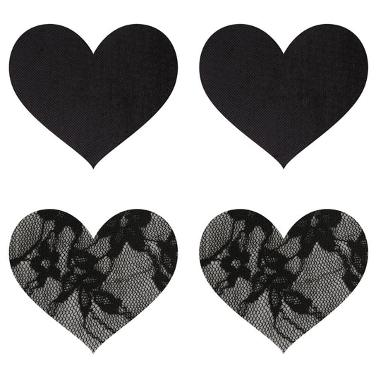 Peekaboo Pasties heart-shaped nipple covers in satin and lace, a cheeky boudoir accessory.