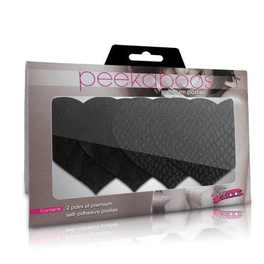 Black heart-shaped nipple covers with a smooth, matte finish, perfect for festivals or parties.