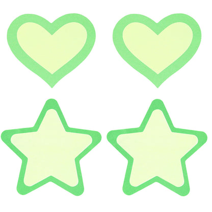 A pair of circular, glow-in-the-dark Peekaboo pasties, perfect for adding a playful touch.