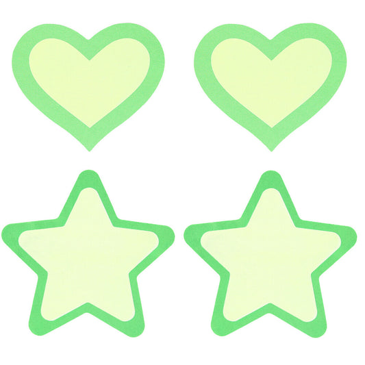A pair of circular, glow-in-the-dark Peekaboo pasties, perfect for adding a playful touch.