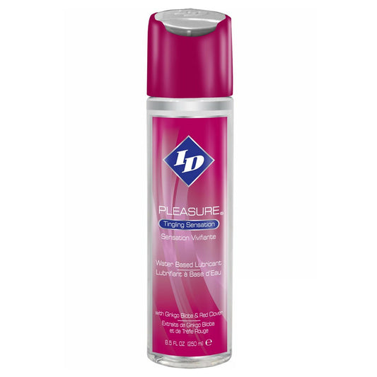 bottle of id pleasure lubricant, a clear, slick gel for enhanced sexual pleasure.