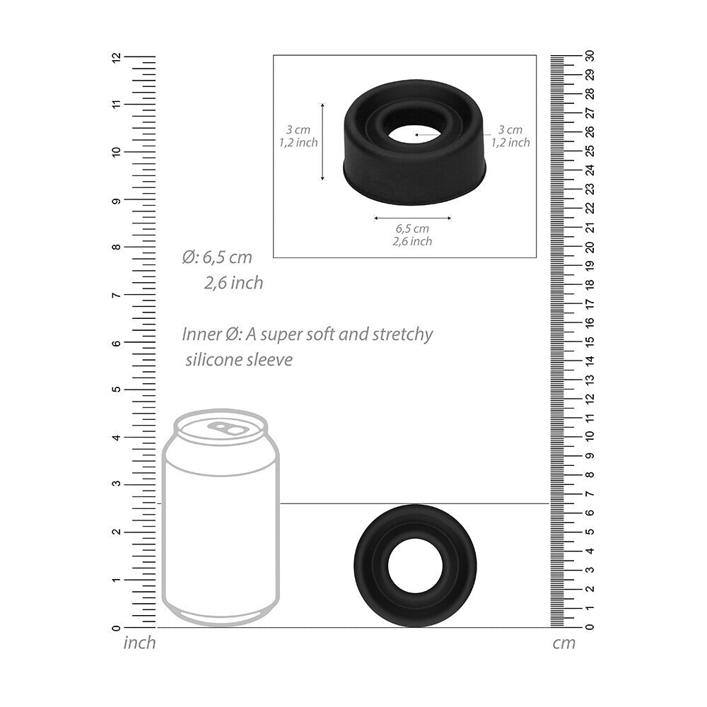 Black silicone pump sleeve for penis enlargement pumps, a smooth and comfortable accessory.