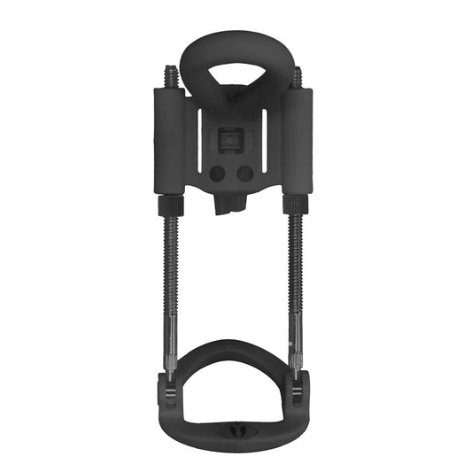 Black penis extender pump by shots toys, a device to increase penis size.