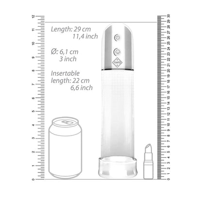 See-through penis pump from Shots Toys, designed for enhancing size, with a clear cylinder.