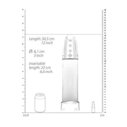 shots toys luv pump: clear plastic cylinder with grey rechargeable handle for penis enlargement
