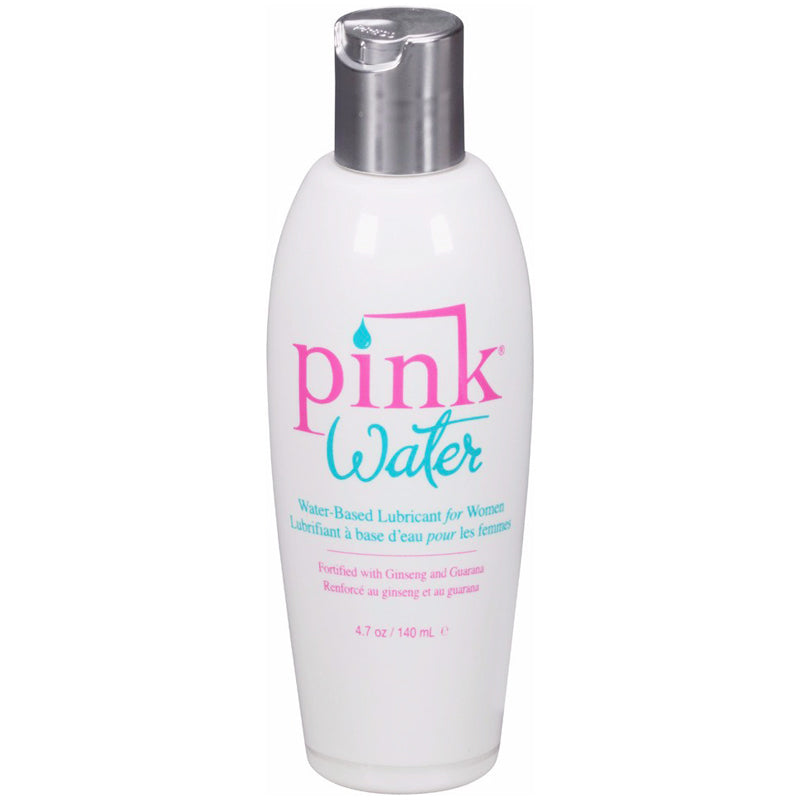 Pink water lubricant for women, 4.7 ounce bottle, perfect for enhanced pleasure.