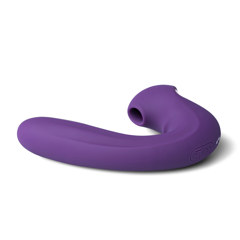 A vibrant purple clitoral vibrator with a unique squirrel-shaped stimulator for pleasure.