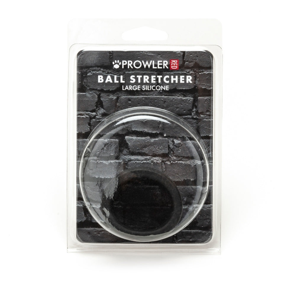 Large red silicone ball stretcher from Prowler, a love ring designed for enhancing pleasure.