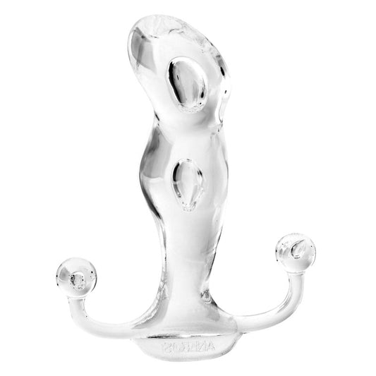The Aneros Progasm Ice prostate massager, a blue and white ergonomic device designed for internal stimulation.