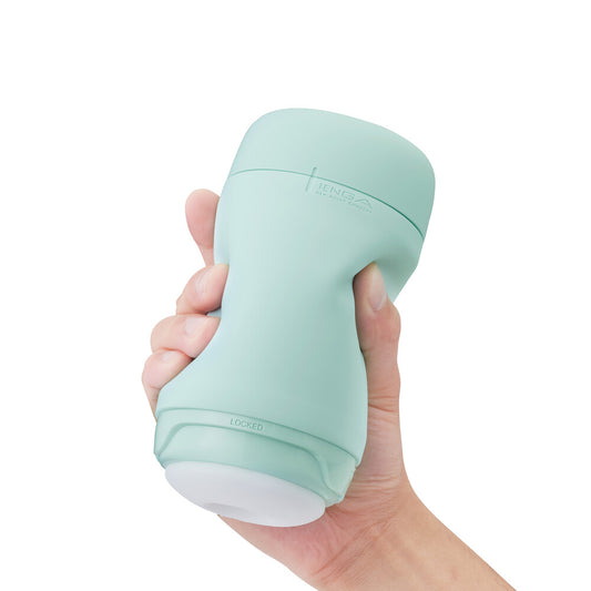 Tenga puffy masturbator in a soft, mint green colour with a smooth finish.