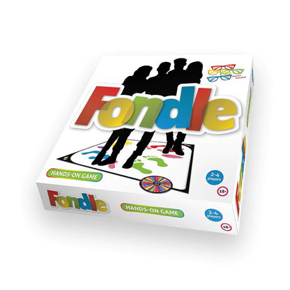 The 'fondle' board game box from play wiv me, a quirky word game.