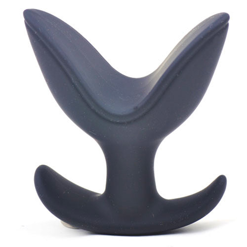 Black silicone butt plug with tunnel, for stretching and anal play