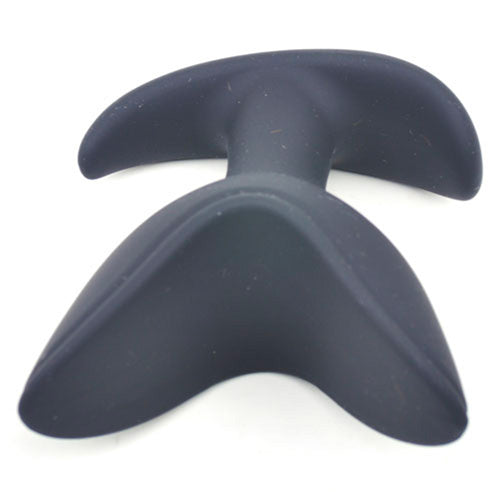 Black silicone butt plug with a hollow tunnel, for stretching and anal play