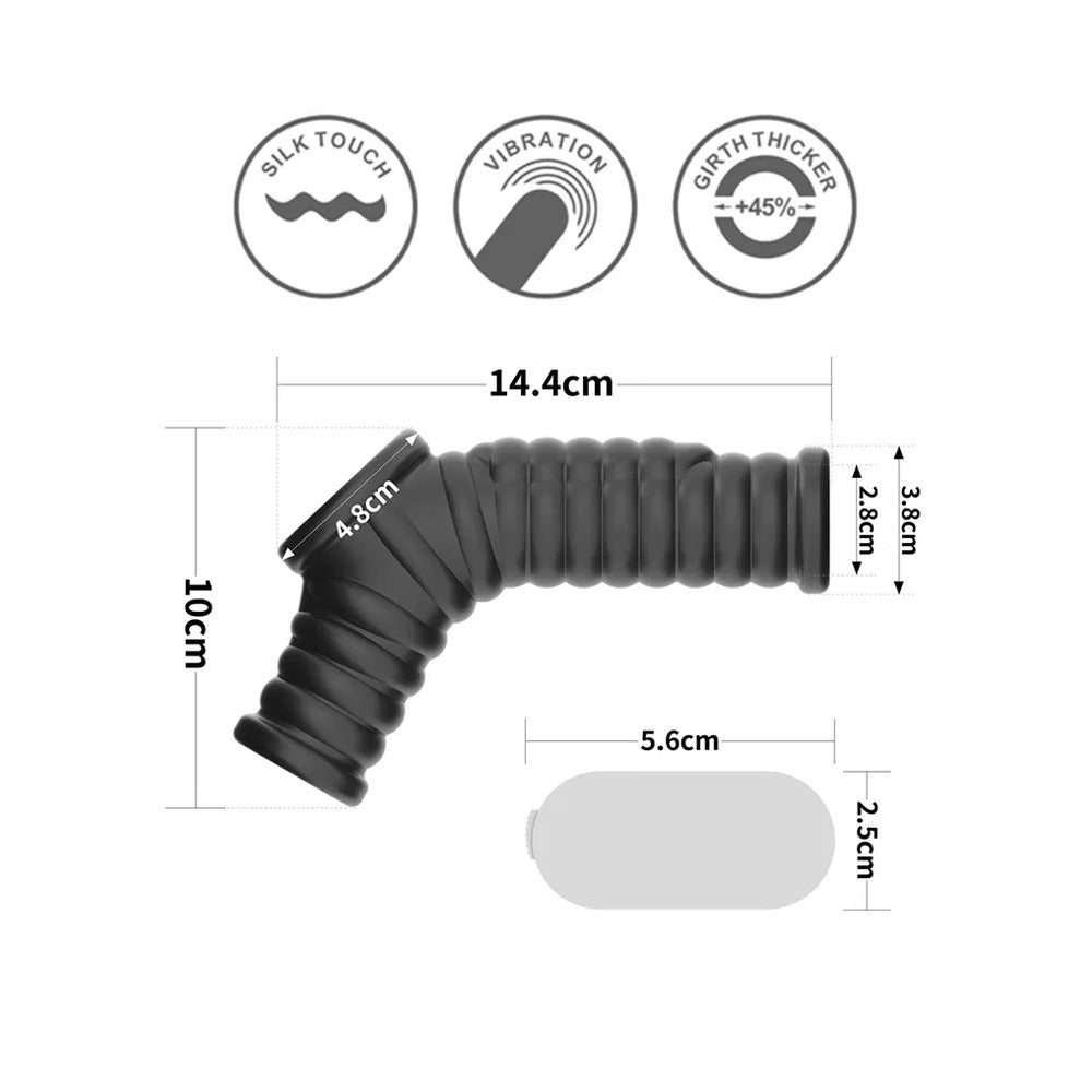 Lovetoy wave vibrating penis sleeve, textured for extra sensation and pleasure during use.