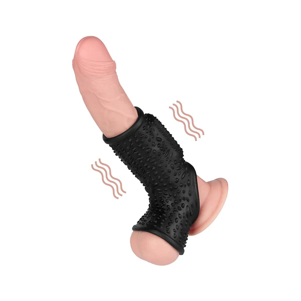 Lovetoy drip penis sleeve, textured silicone in a neutral colour, for enhanced pleasure.