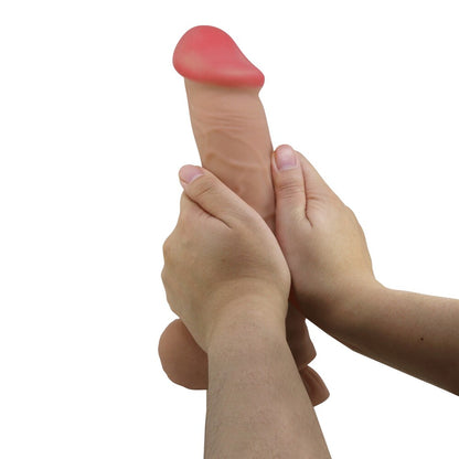 Pretty Love lisle sliding skin dildo, eight inches, realistic flesh-toned texture, for pleasure.