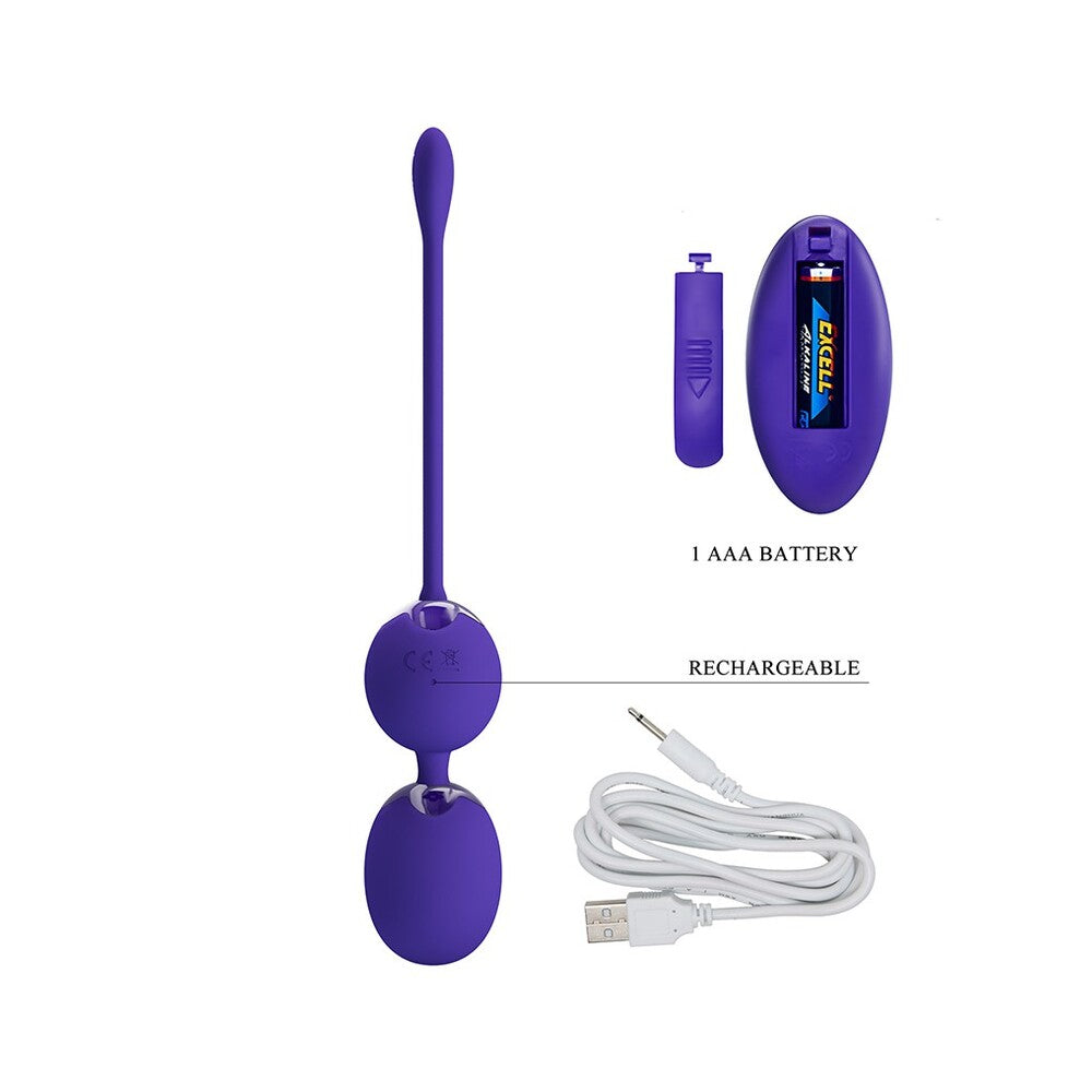 Pretty Love kegel balls with a wireless remote control for pelvic floor exercise.