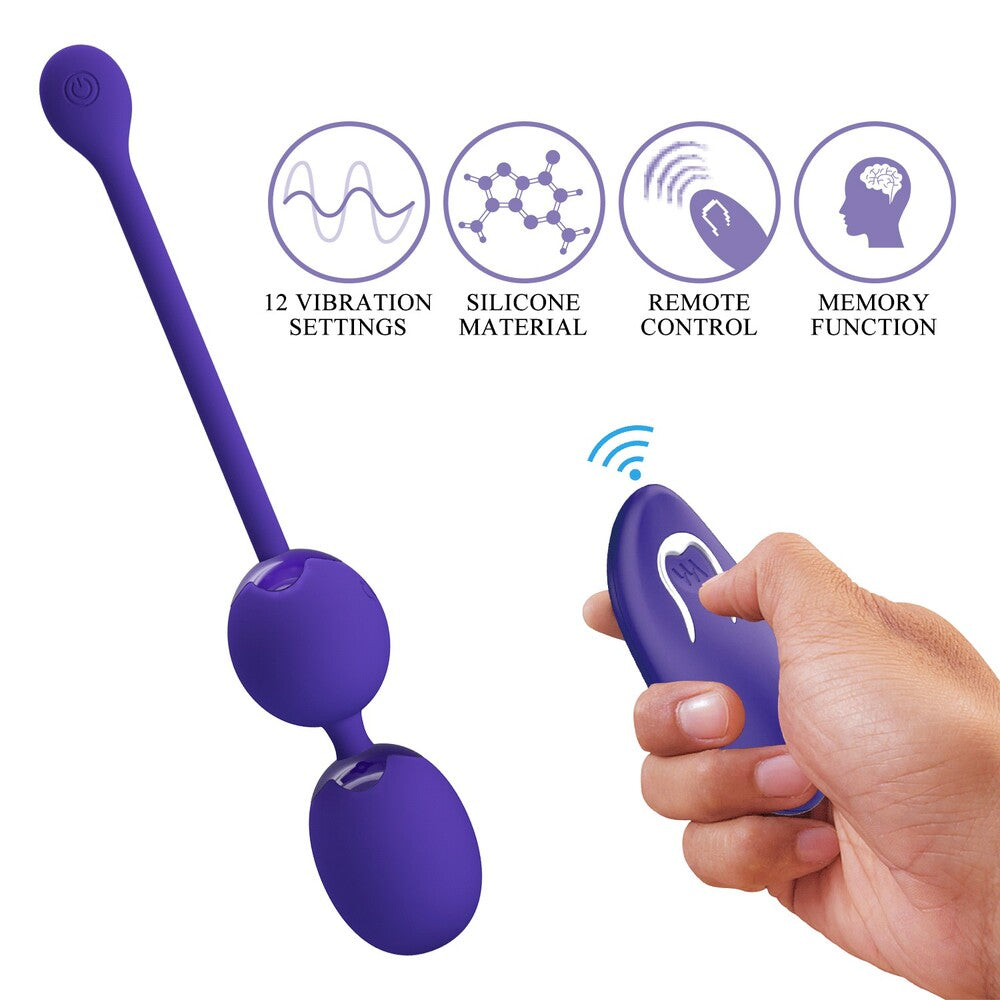 pretty love willie youth kegel balls with remote control, pink silicone, for pelvic floor exercise.