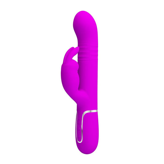 pretty love coale rechargeable rabbit vibrator, lilac silicone with textured ears for enhanced pleasure