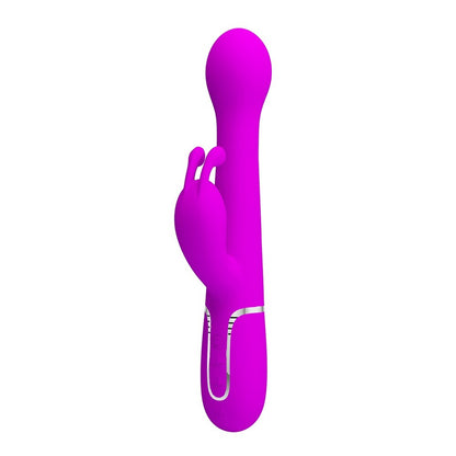 Pretty Love Dejon rechargeable rabbit vibrator, a pink and white pleasure toy with bunny ears.