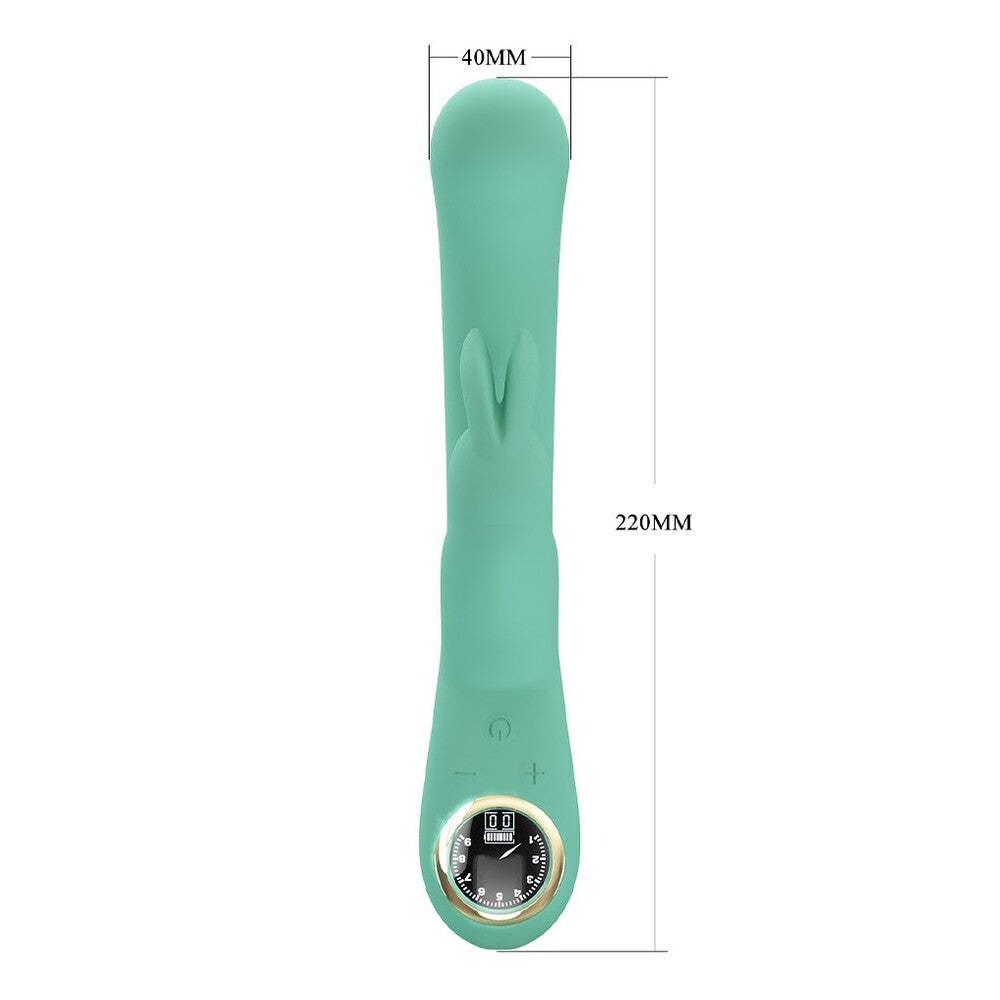 Pretty Love Lamar rabbit vibrator in pink silicone, shaped like a bunny, for intimate pleasure.