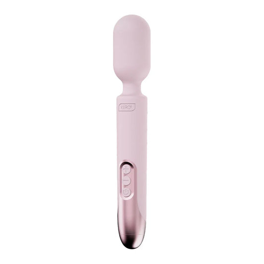 A pink kiiroo app pro wand vibrator for massage, with a smooth finish.