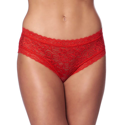 Rimba romantic red briefs for women, showing the open back design, lovely and stylish.