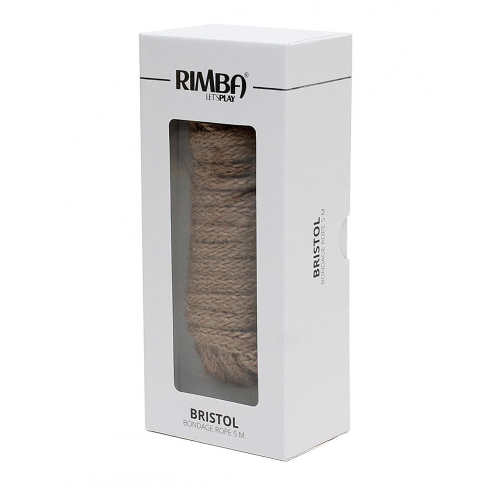 rimba bristol bondage rope, five metres long, for restraint play, brown woven cord