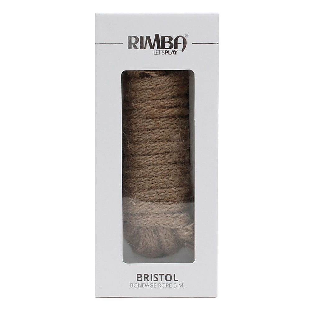 Five metres of bristol bondage rope for restraints, tightly wound natural fibre.