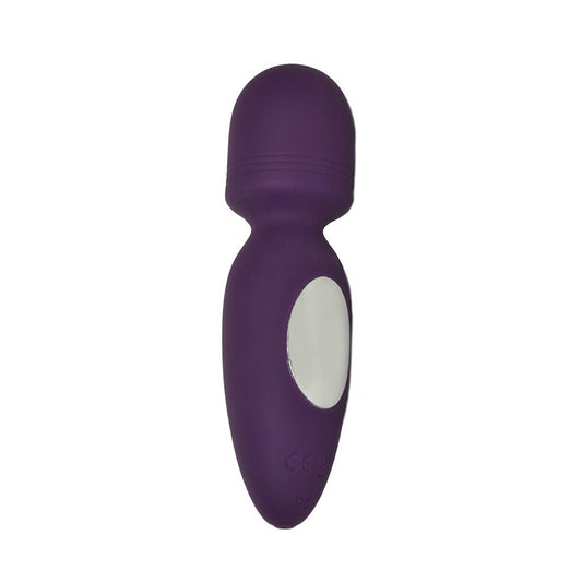 Close-up of a petite, purple rimba valencia wand massager with a smooth, sleek finish.