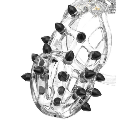 Transparent rimba pcage pc09 male chastity device in medium size, showing its clear design.