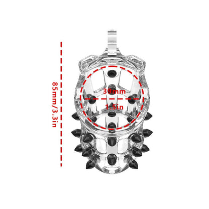 rimba pcage pc09, medium size, transparent male chastity device made of clear plastic.