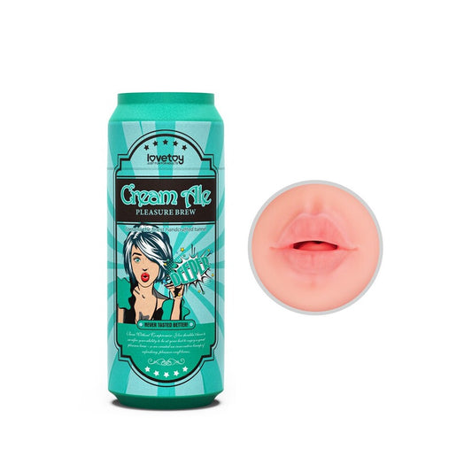 Lovetoy pleasure brew cream ale mouth masturbator, flesh-toned and realistically shaped for solo fun.
