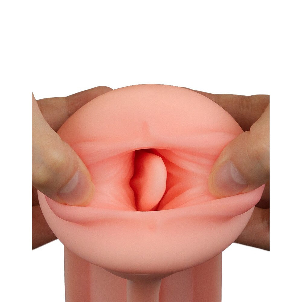 lovtoy pleasure brew cream ale mouth masturbator, flesh-toned, ribbed interior for enhanced sensation