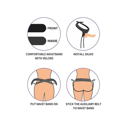 Lovetoy easy strapon harness, black fabric and adjustable straps, for comfortable play