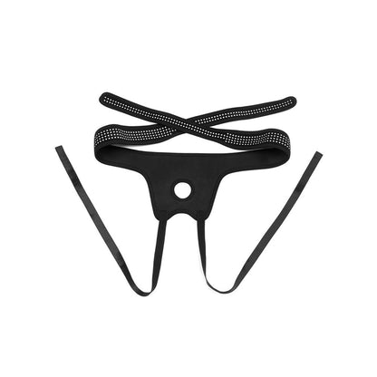 Lovetoy easy strapon harness, black fabric and adjustable straps, comfortable and secure fit